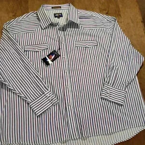 NWT Falcon Bay Striped Western Button Down Pearl Snap Dress Shirt 3X